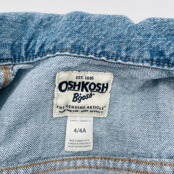 Oshkosh B'gosh Denim Trucker Jacket Med Wash 4T Cotton Button Classic Blue Cute - Picture 4 of 7
